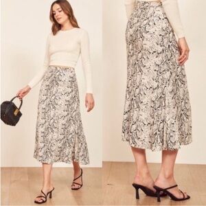Reformation Bea Snake Print Midi Skirt Rattlesnake